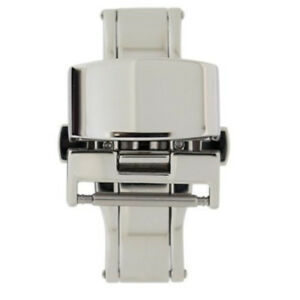 【送料無料】腕時計　ステンレススチールボタンプッシュクラスプpolished stainless steel pushbutton butterfly deployment clasp