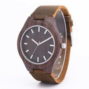 【送料無料】腕時計　メンズサンダルウッドレザーウォッチクォーツトップブランドウォッチmens sandalwood watch leather quartz top luxury brand high quality wooden watch