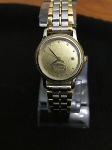 【送料無料】腕時計　レディースデザインゴールドストンロゴjostens ladies wrist watch beautiful design silver amp;gold tone ,date ,logo on