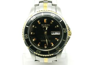 【送料無料】腕時計　トーンスチールwristwatch two tone mans elgin steel automatic watch, day amp; date, 21 jewels