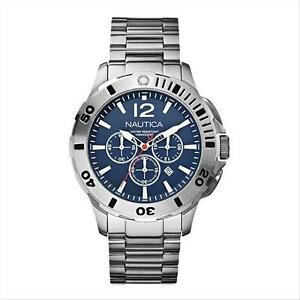 【送料無料】腕時計　グラフィカルコンorologio cronografo uomo nautica con doppio cinturino acciaio e pelle a23597g
