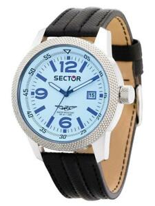 【貨物輸送無料】ウオッチ 控え選手米突orologio uomo sector overland r3251102014 pelle nero celeste oversize sub 100 mt