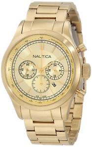 【送料無料】腕時計　ゴールドトーンステンレススチールクロノグラフウォッチnautic n22619g bfd 104 gold tone stainless steel chronograph watch 27,725円