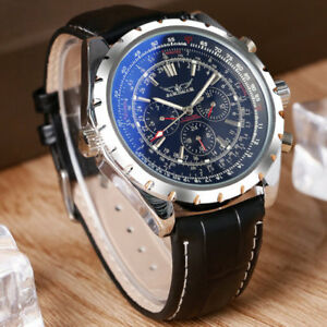 【送料無料】腕時計　ステンレススチールケースレザーストラップスケルトンウォッチウィンドウjaragar automatic stainless steel case leather strap skeleton window watch