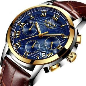 【送料無料】腕時計　メンズファッションスポーツトップブランドゴールドレザーmens fashion sport top brand luxury gold leather waterproof military wristwatch｜hokushin