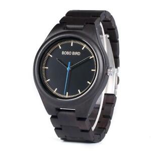 【送料無料】腕時計　natural ebony wooden watch for men high quality quartz