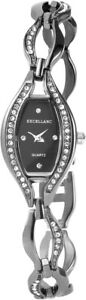 【送料無料】腕時計　レディースブラックチタンメタルラインストーンアナログクォーツexcellanc damenuhr schwarz titanlook strass analog metall quarz x152571000017
