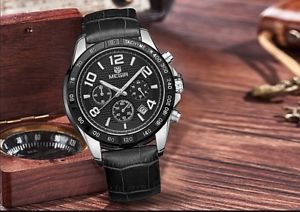 【送料無料】腕時計　トップブランドレザークロノグラフクォーツウォッチmegir top brand luxury watch men leather chronograph quartz watches