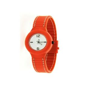 【送料無料】腕時計　ドナヒップホップオレンジレガロorologio donna hip hop,gomma e pelle arancione 2 cinturini ricambio in regalo