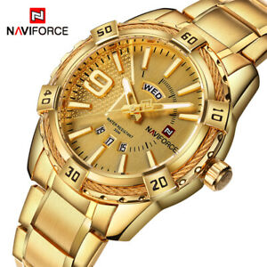 【送料無料】腕時計　ブランドナビステンレススチールクリスマスluxury brand naviforce mens gold watches stainless steel xmas gifts for him dad 17,235円