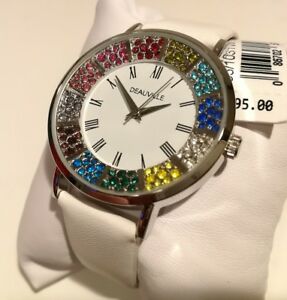 【送料無料】腕時計　ドーヴィルビアンコカサペレorologio donna deauville,cristalli,bianco,acciaio,cassa 37 mm,cinturino pelle