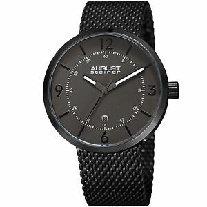 【送料無料】腕時計　シュタイナースチールメッシュブレスレットmens august steiner as8204bk three hand movement date steel mesh bracelet watch
