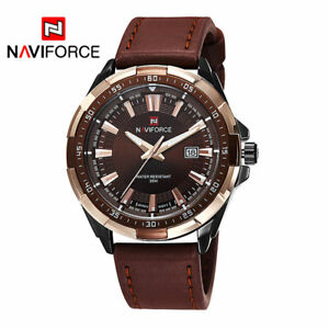 【送料無料】腕時計　クォーツレザーアナログメンズnaviforce men quartz watches leather waterproof analog watches mens date cas