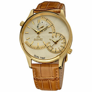 【送料無料】腕時計　シュタイナークォーツデュアルタイムブラウンレザーストラップ mens august steiner as8010yg quartz dual time brown leather strap watch