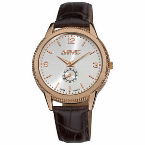 【送料無料】腕時計　シュタイナーローズトーンスイスクオーツブラウンレザーウォッチ mens august steiner as8020rg rosetone swiss quartz brown leather watch