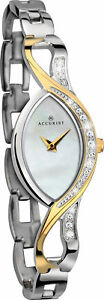 【送料無料】腕時計　レディーストーンブレスレットセットウォッチ￥accurist ladies mother of pearl two tone stone set bracelet watch 8057 rrp 1