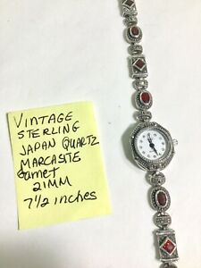 【送料無料】腕時計　ビンテージスターリングガーネットブレスレットvintage ladys sterling quarz garnet bracelet wristwatch
