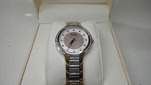 【送料無料】腕時計　レディースゴールドシルバートーンスワロフスキークリスタルbadgley mischka womens goldsilver twotone swarovski crystal watch ba1375svtt