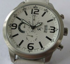【送料無料】腕時計　ブレスレットクロノグラフuk quartz chronograph date watch with leather bracelet 16,086円
