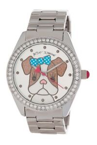 【送料無料】腕時計　ジョンソンレディースシルバーフレンチウォッチブルドッグ betsey johnson womens silver watch french bulldog dog puppy crystals bling