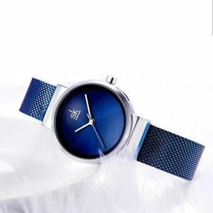 【送料無料】腕時計　ステンレススチールwomens blue stainless steel luxury
