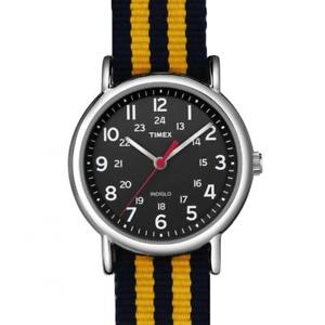 【送料無料】腕時計　ビンテージorologio uomo donna timex weekender t2n647by tessuto nero giallo vintage