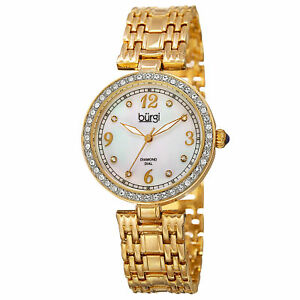 【送料無料】腕時計　バールパールスワロフスキークリスタルアクセントベゼルwomens burgi bur136yg mother of pearl swarovski accented crystal bezel watch