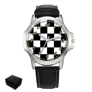 【送料無料】腕時計　チェッカーフラッグカーペットフロアメンズmasonic chequered carpet floor gents mens wrist watch gift engraving