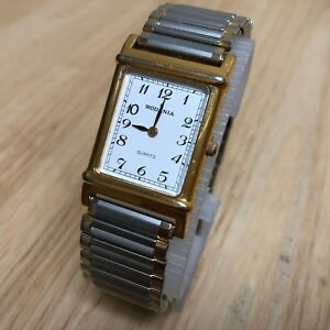 【送料無料】腕時計　ビンテージアナログクォーツゴールドトーンvintage rodania men gold tone white rectangle analog quartz watch hour~ batte