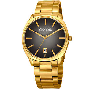 【送料無料】腕時計　シュタイナークラシックブレスレットmens august steiner as8237ygb classic three hand movement date bracelet watch