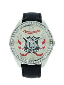 【送料無料】腕時計　＃ラウンドアナログクリアストーンレザーステンレススチールウォッチguess w10110l4 women039;s round analog clear stone leather stainless steel watch