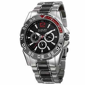 【送料無料】腕時計　シュタイナートーンブレスレットクォーツマルチファンクションmens august steiner as8077ssb silvertone quartz multifunction bracelet watch