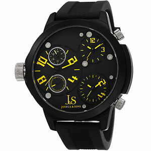【送料無料】腕時計　メンズジョシュアトリプルタイムゾーンクォーツmens joshua amp; sons js40yl triple time zone military time date quartz watch