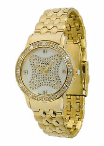 【送料無料】腕時計　パリドーレブレスレットスワロフスキーエレメントmoog paris montre femme avec cadran blanc, elments swarovski, bracelet dor
