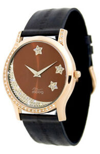 【送料無料】腕時計　パリマロンマロンブレスレットスワロフスキーエレメントmoog paris montre femme avec cadran marron, elments swarovski, bracelet marron