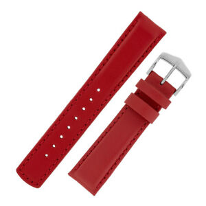 【送料無料】腕時計　ランナーパッドカーフレザーラバーウォッチストラップhirsch runner waterresistant padded calf leather amp; rubber watch strap in red