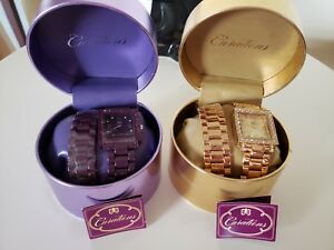 【送料無料】腕時計　ブレスレットラインストーンセットゴールドパープルボックスcurations gold watch bracelet set rhinestone gold or purple in box