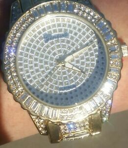 【送料無料】腕時計　メンズロンドンゴールドトーンジュネーブプラチナラウンドリンクmen’s ny london gold tone iced out geneva platinum ed round link 8242