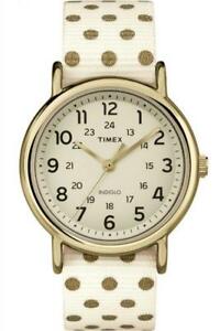 【送料無料】腕時計　ゴールドorologio timex weekender tw2p66100 pois tessuto bianco gold dorato reversibile