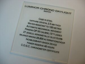 【送料無料】腕時計 パネライクロノデイライトディーラープラークgenuine panerai 44mm chrono daylight dealer plaque