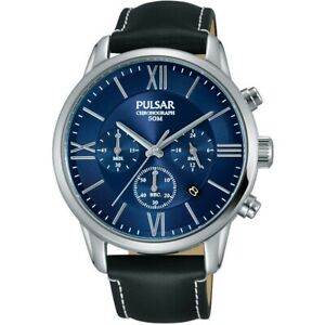 【送料無料】腕時計　パルサークロノグラフレザーストラップウォッチ×pulsar gents chronograph leather strap watch pt3809x1pnp