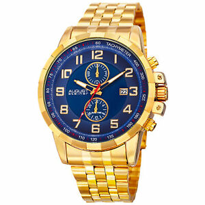 【送料無料】腕時計　シュタイナータイムゾーンタキメーターウォッチスチールmens august steiner as8153ygbu two time zone date quartz tachymeter steel watch