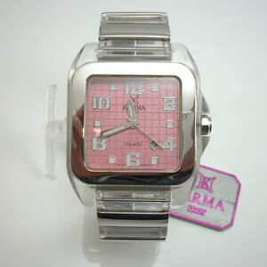 【送料無料】腕時計　オロロジオカルマイタリアピンクorologio karma italy trasparente quadrante rosa quadrettato in rilievo｜hokushin