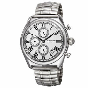 【送料無料】腕時計　マルチファンクションシルバートーンブレスレットmens akribos xxiv ak827ss multifunction silvertone expandable bracelet watch｜hokushin 17,486円