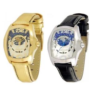 【送料無料】腕時計　ドナクロノテックゴールドプリズムorologio donna chronotech fasi lunari pelle nero dorato gold prisma dd