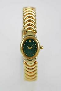 【送料無料】腕時計　エルジンレディースステンレススチールゴールドグリーンクオーツバッテリーelgin watch womens stainless steel gold water resistant battery green quartz
