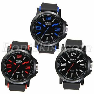 【送料無料】腕時計 メンズファッションラバーストラップスポーツmens fashion rubber strap sports quartz wrist watch watches with date display|hokushin