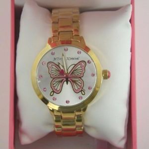 【送料無料】腕時計　ジョンソンゴールドトーンステンレススチールバタフライブレスレットウォッチbetsey johnson bj0034030 gold tone stainless steel butterfly bracelet watch nwb