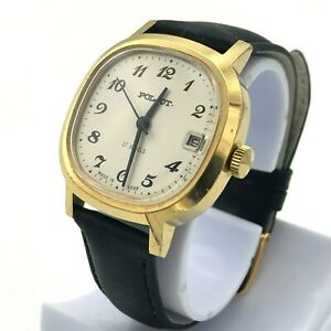 【送料無料】腕時計　ヴィンテージソケースソvintage poljot gold plated au10 ussr square case watch date soviet mchz1 men old