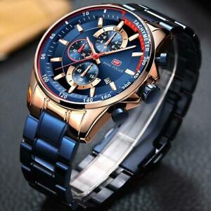 【送料無料】腕時計　メンズゴールドウオッチミニフォーカススチールワットローズluxury mens rose gold watches mini focus brand top military all steel wrist wat